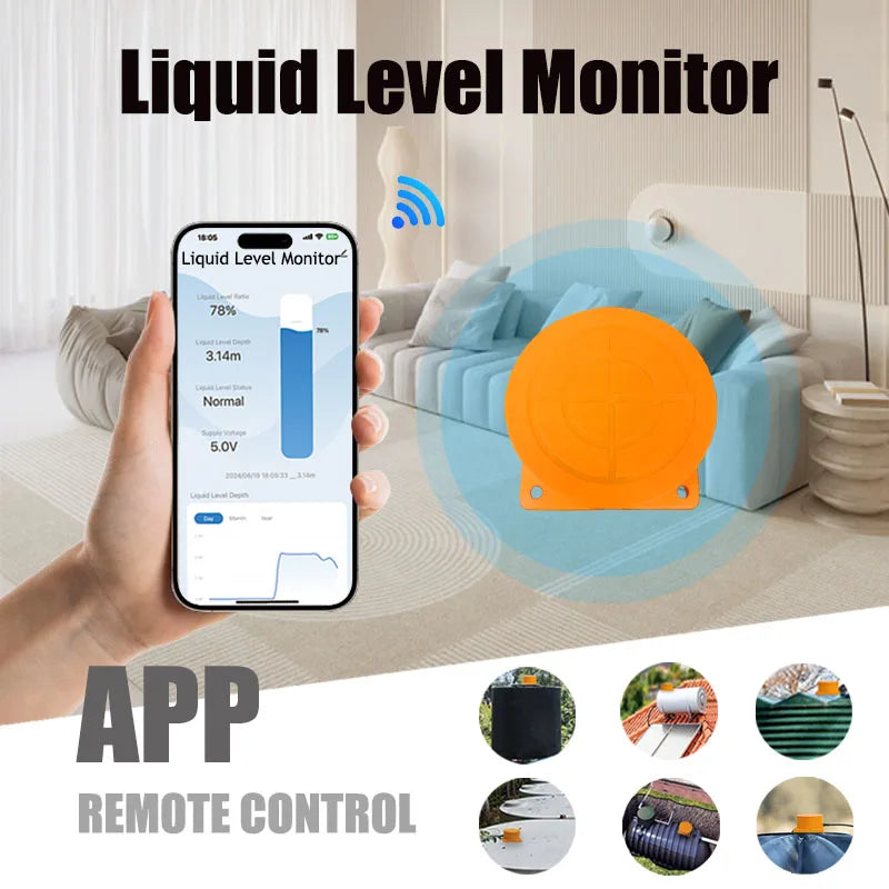 ME202W 5M Smart Home Alta Precisão Subaquático WIFI Controle Remoto Óleo Diesel Sem Fio Líquido Tanque de Água Sensor Medidor de Nível