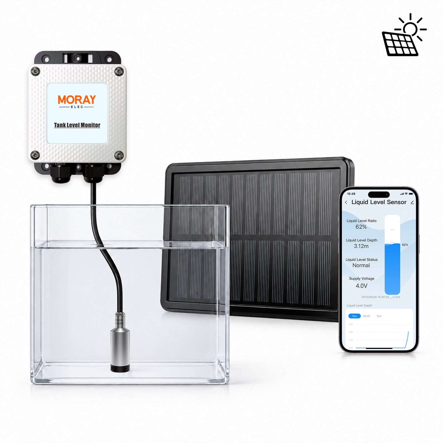 ME202WSP 5m Solar Smart Home Factory High Accuracy WIFI Level Gauge Wireless Oil Diesel Water Level Detector