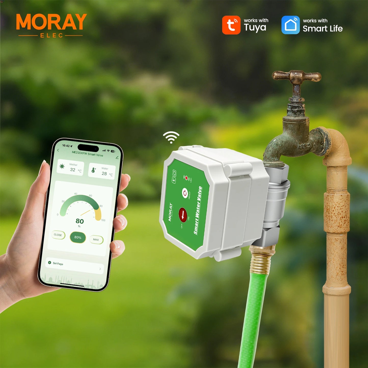 MORAY 220XW intelligent water valve with 0-100% adjustable opening degree WiFi garden irrigation automatic water cut-off control