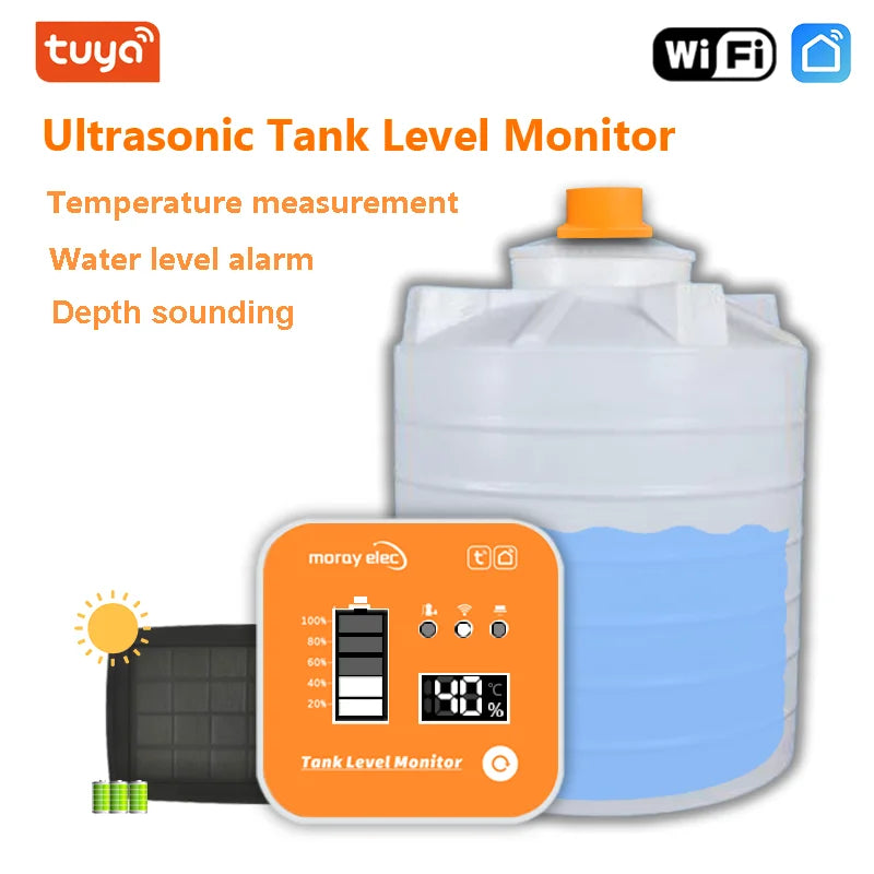 Morayelec ME201RSP Tuya App Display LED Painel Solar Sem Fio Display de Temperatura de Longa Distância Monitor de Nível de Líquido do Tanque de Água 