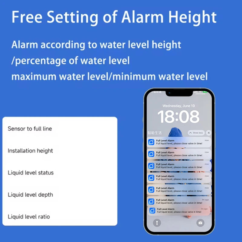 Moray ME201WSP Solar Panels Remote Smart Home WIFI Remote Ultrasonic Real-time Water Tank Monitor Level Sensor