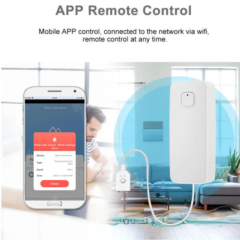 Tuya WiFi Water Leak Sensor SmartLife App Water Level Detector Flood Leakage Sensor APP Remote Control Security Alarm System