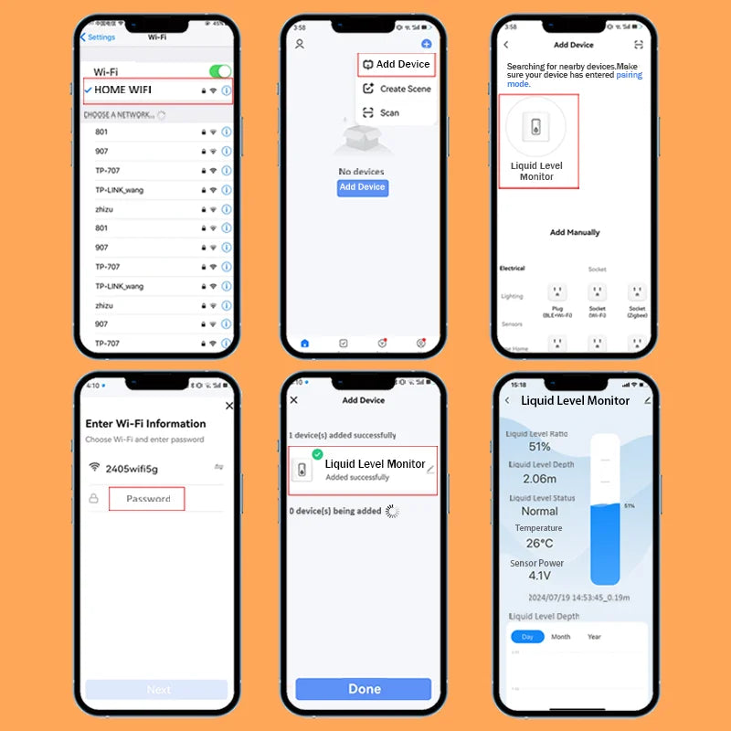 Hot Sale 5M ME202R Tuya APP Intelligent Smart Home LCD Temperature Display WIFI Submersible Water Tank Level Controller