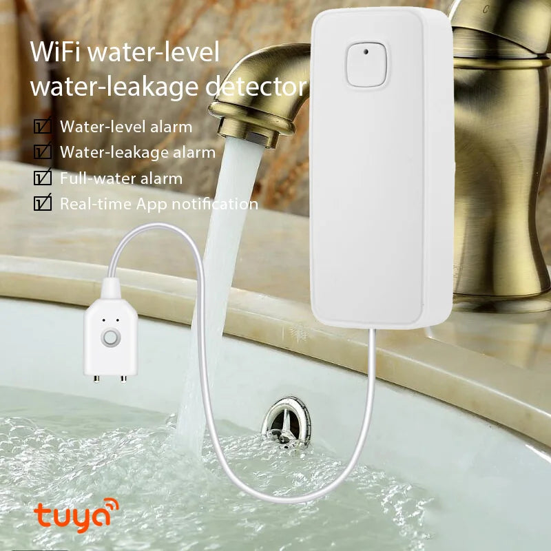 Sensor de vazamento de água WiFi Tuya, aplicativo SmartLife, detector de nível de água, sensor de vazamento de inundação, controle remoto por aplicativo, sistema de alarme de segurança 