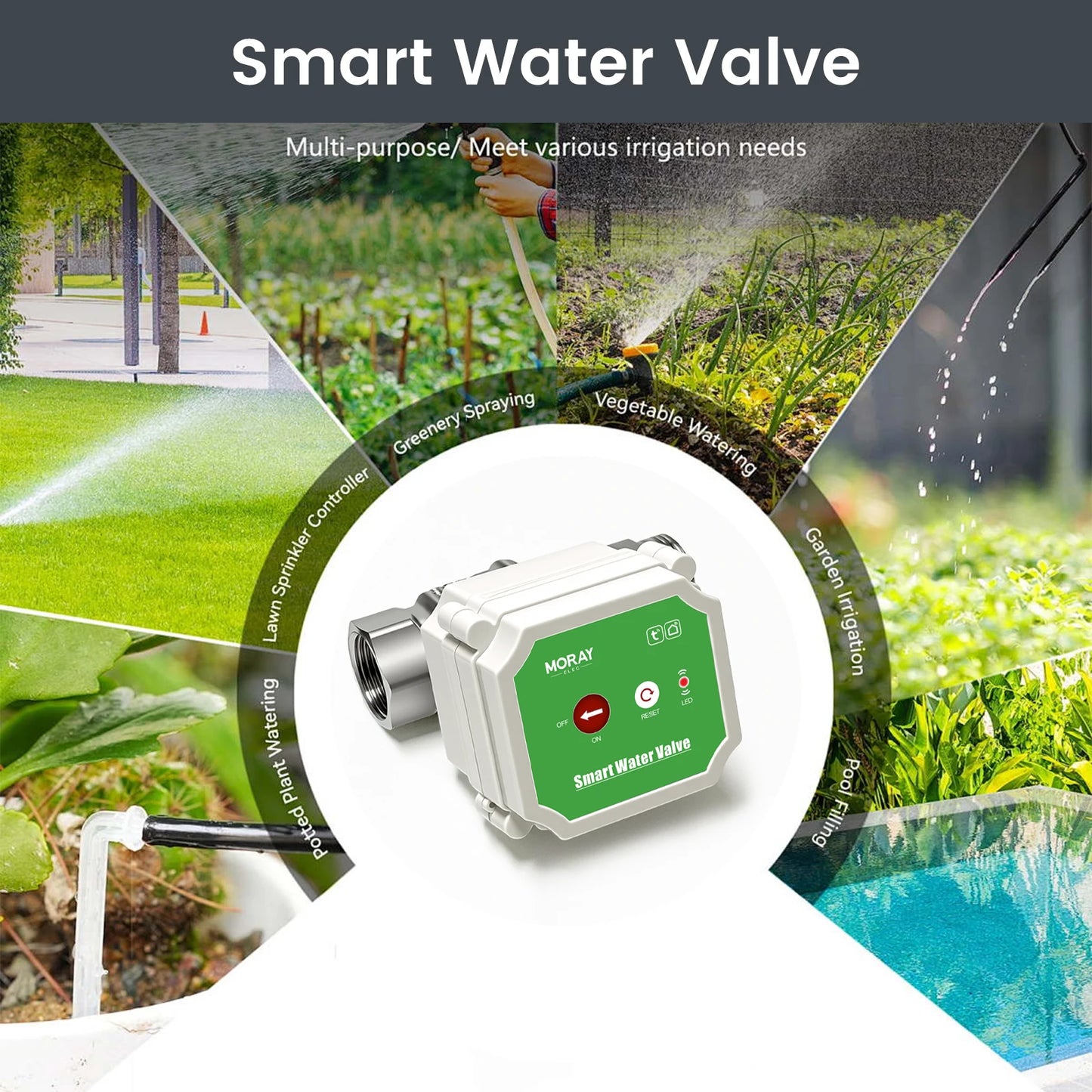 MORAY ME220XFW Water Flow Waterproof Interface Smart WiFi Water Valve Remote Control Auto Shutoff Monitor Daily Water Usage