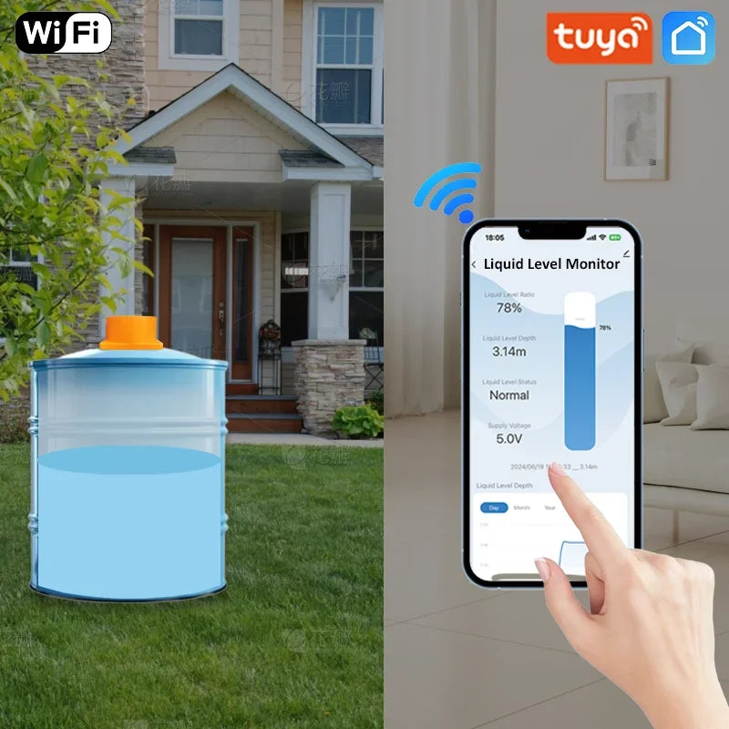 ME202WSP 5m Solar Smart Home Factory High Accuracy WIFI Level Gauge Wireless Oil Diesel Water Level Detector