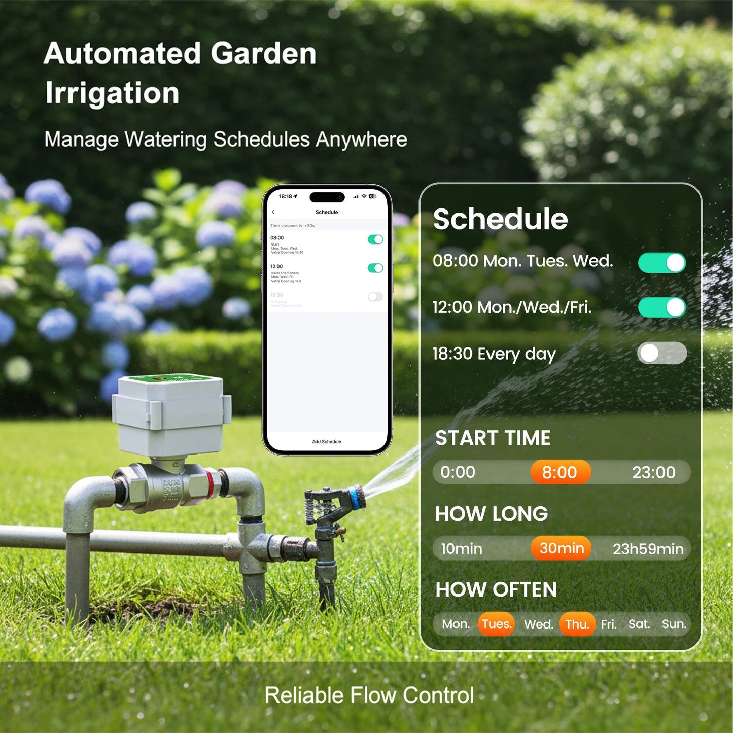 MORAY 220XW intelligent water valve with 0-100% adjustable opening degree WiFi garden irrigation automatic water cut-off control