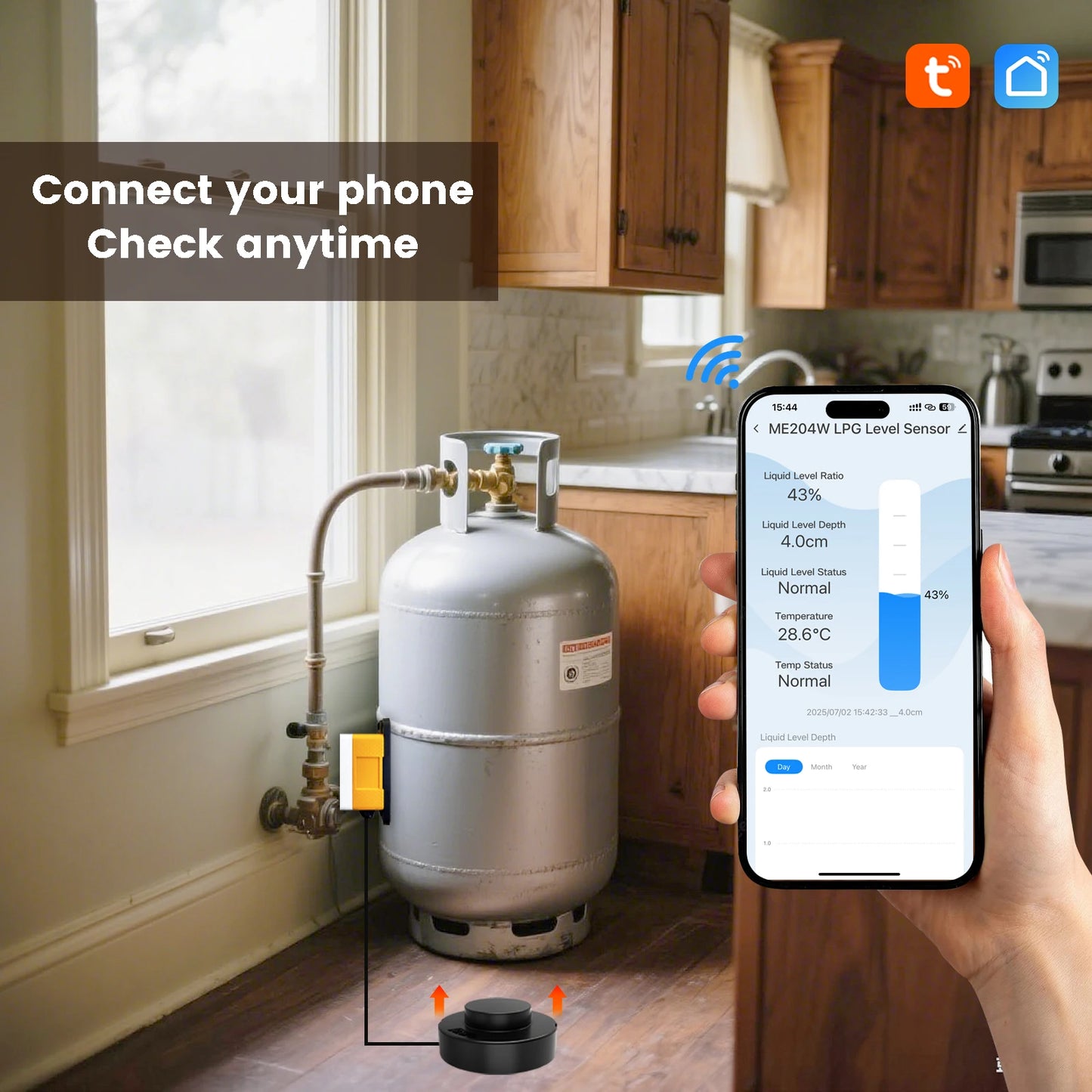 Moray ME204Z Zigbee Long Distance Tuya Smartlife APP LPG Tank Level Gauges Non-Contact Ultrasonic LPG Level Sensor