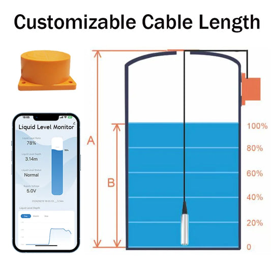 ME202W 10M Tuya APP Smart Home WIFI Tank Level Meter Wireless High Accuracy Water Fuel Diesel Oil Liquid Level Sensor