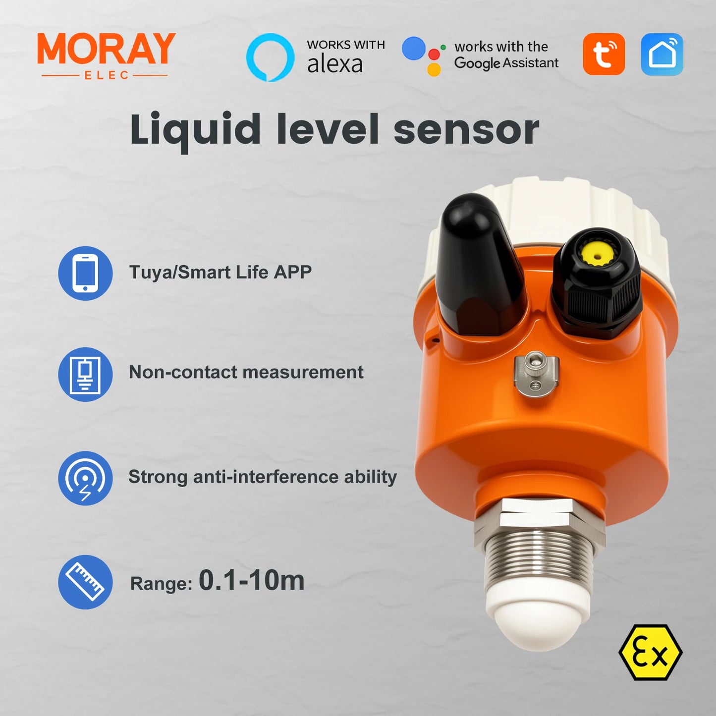 ME203WSP Tuya Smartlife Solar High Accuracy Ultrasonic Liquid Level Sensor Device Anti-interference Fuel tank Level Sensor